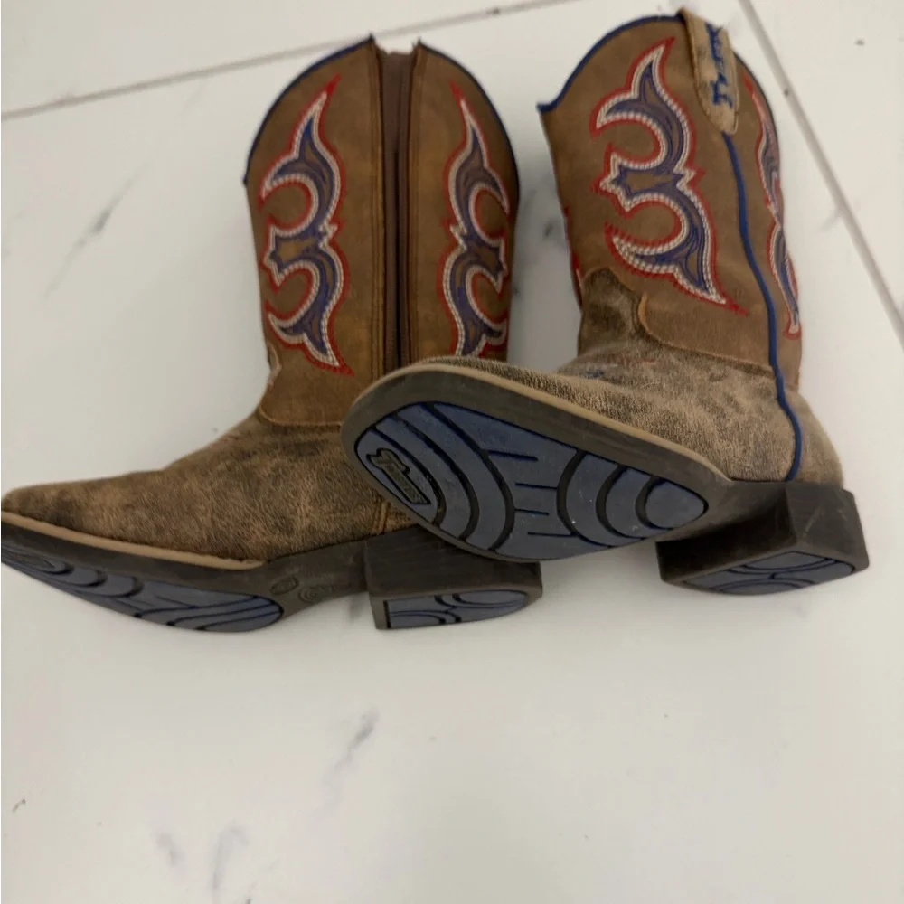 Twister Kids Brown and Blue Western Boots size 9 like new condition worn 2x - Picture 5 of 11